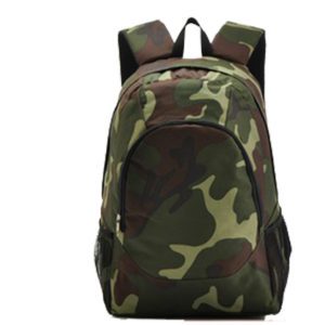 A backpack with camouflage pattern on it.