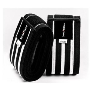 A black and white striped pair of wrist wraps.