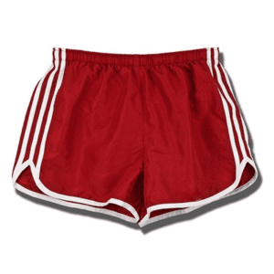 A red and white short shorts on a white background